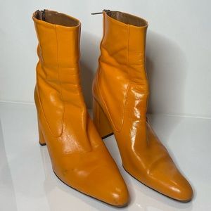 Lightly Worn Orange Zara Zip Up Boots